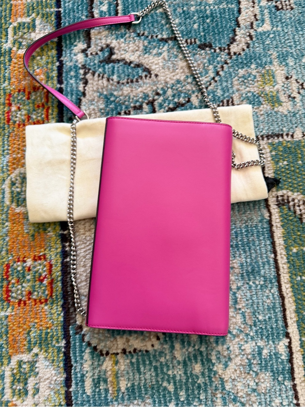 SOLD❗️FENDI Calfskin F is Fendi Kan I WOC chain crossbody bag fuchsia pink - Picture 4 of 11